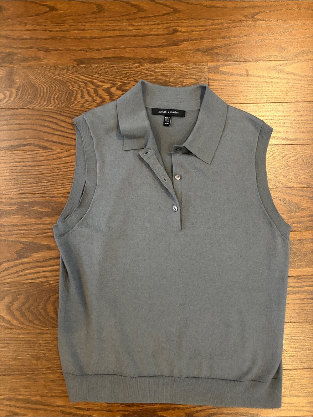 Sleeveless Knit Polo in Slate Grey
